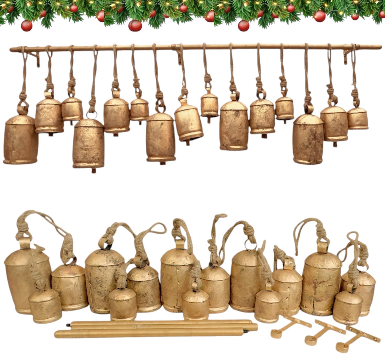 Christmas Stocking Hanging - Набор из 15 винтажных колокольчиков RW