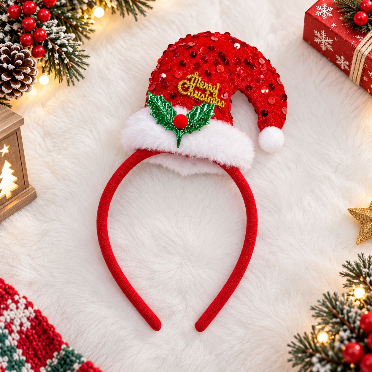 Рождественский ободок с шапкой – обзор и цена Reindeer Antlers Headband