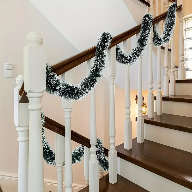 Зеленая и белая гирлянда с сне – обзор и цена Tinsel Garland Decoration